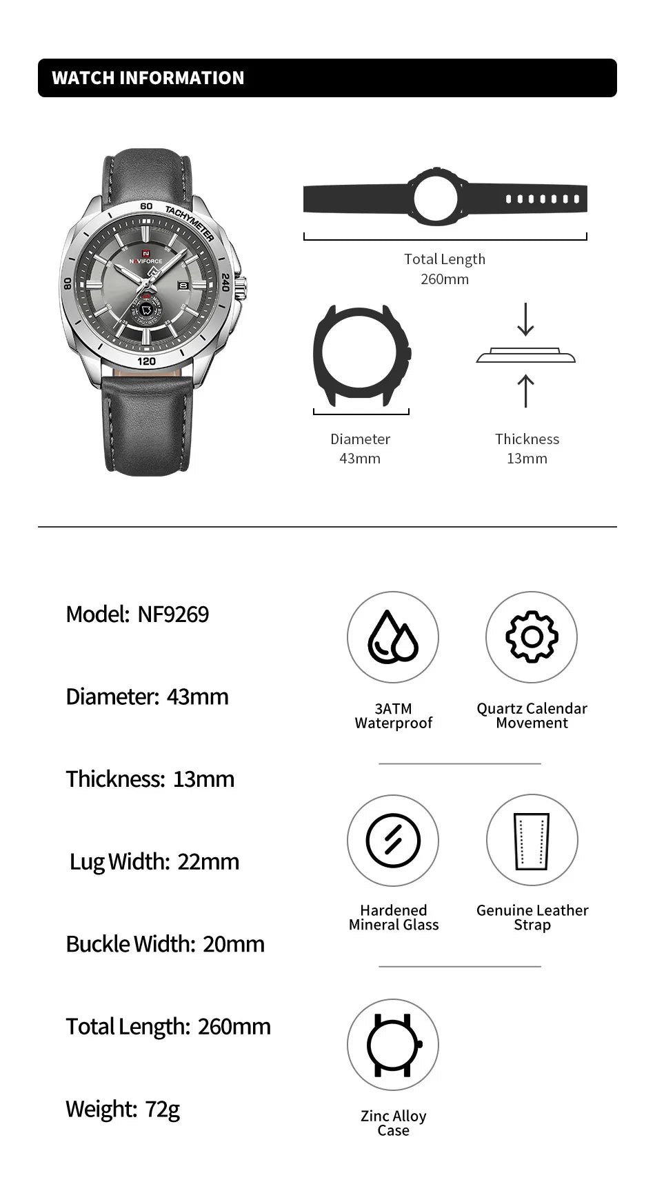 Relogo Masculino NAVIFORCE Business Watch Men Outdoor Casual 3ATM Waterproof Man Wristwatches Top Brand Luxury Boy GIft Watches