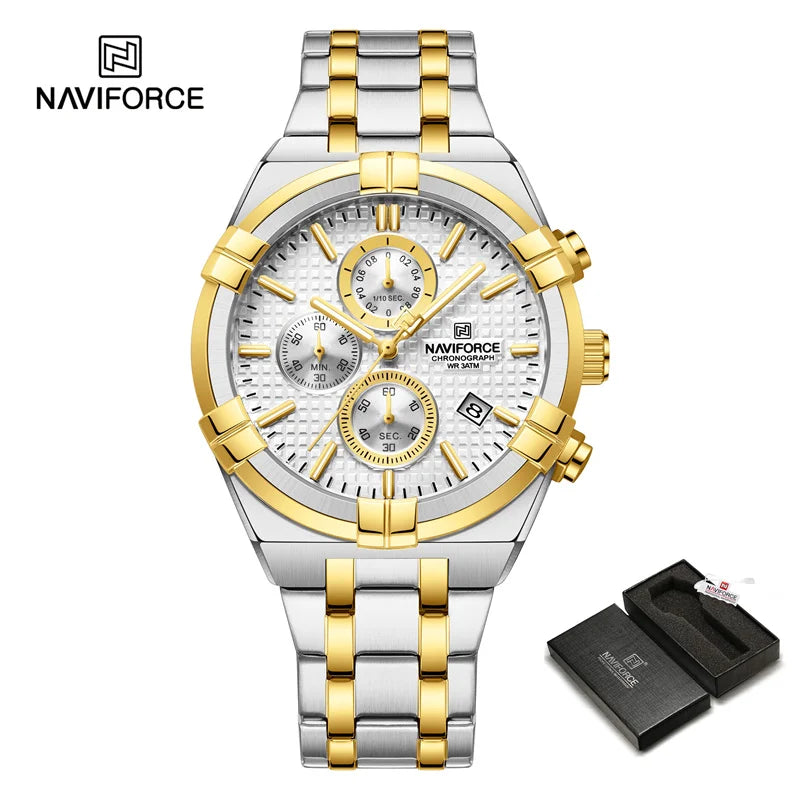 NAVIFORCE Original Men's Watches Waterproof Classics Quartz Wristwatches Stainless Steel Luminous Chronograph Clock 2023 Trend