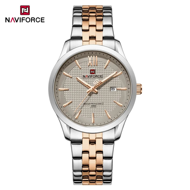 New Style NAVIFORCE Ultra Thin 9mm Minimalist Fashion Quartz Watch for Men Steel Band Auto Date Male Waterproof GIft Wristwatch