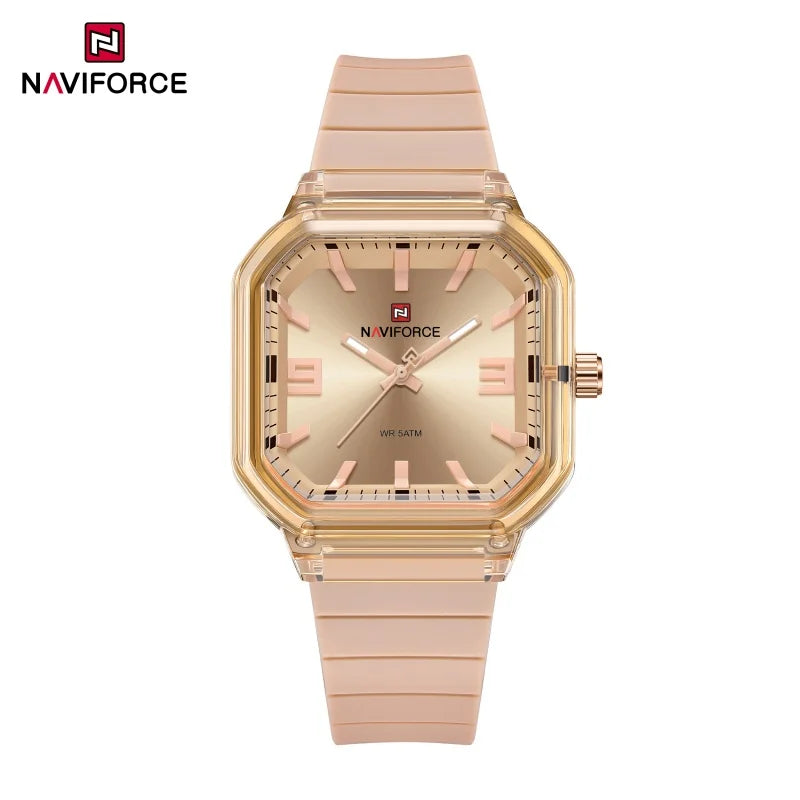 NAVIFORCE Women Polygon Watch Fashion Elegant Watches Display Silicone Strap 5ATM Waterproof Luminous Hand Ladies Gifts Watches