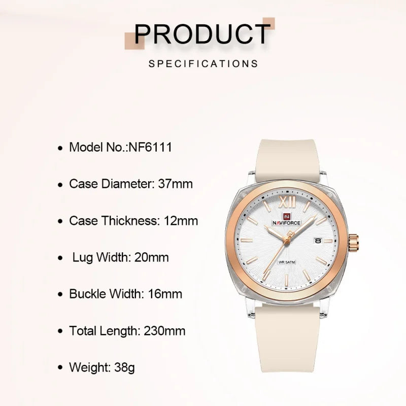 NAVIFORCE Leisure Sports Women's Watch Simple Elegant Waterproof Creative Women Minimalist Style Quartz Calendar ladies Watches