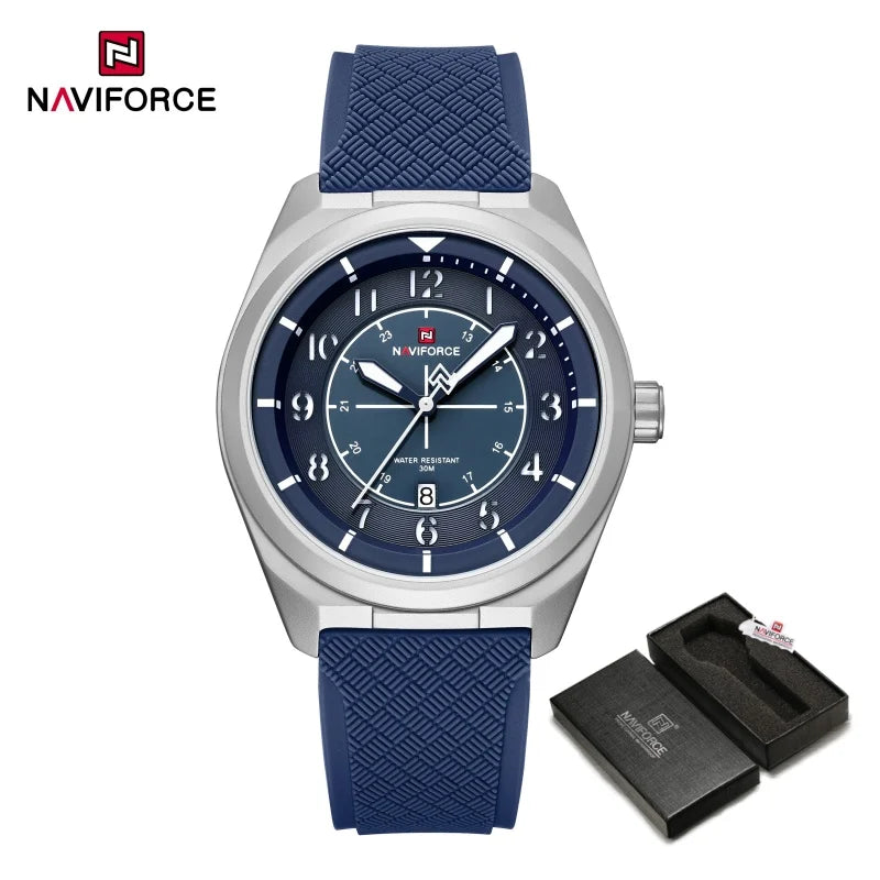 NAVIFORCE Man's Watch 30M Water Resistant Quartz Calendar Silicone Strap Luminous Casual Sports Hot Fashion Male Wristwatch Gift