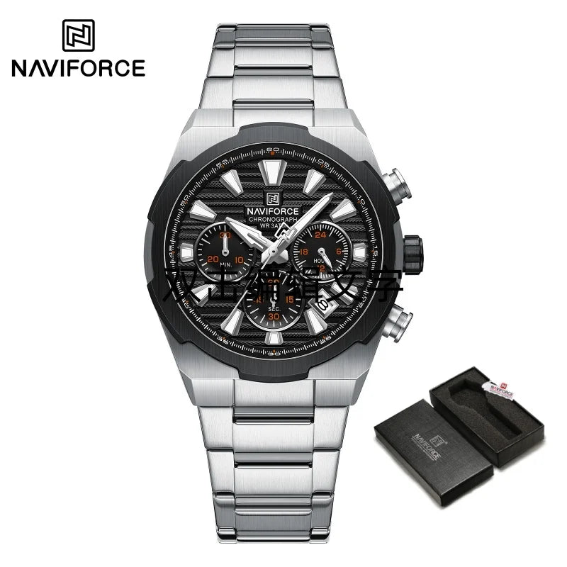 NAVIFORCE Watch For Men Mutifunction Chronograph Quartz Wristwatches Calendar display Military 24 Hours Luminous New Men Clock