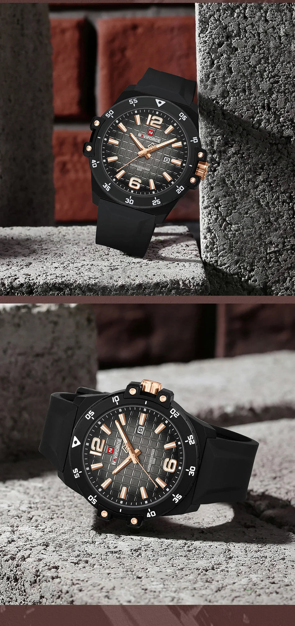 Original Brand NAVIFORCE Fashion Men's Watches Luxury Quartz Sport Silicone Band Wristwatch Waterproof Luminous Clock Male Gift