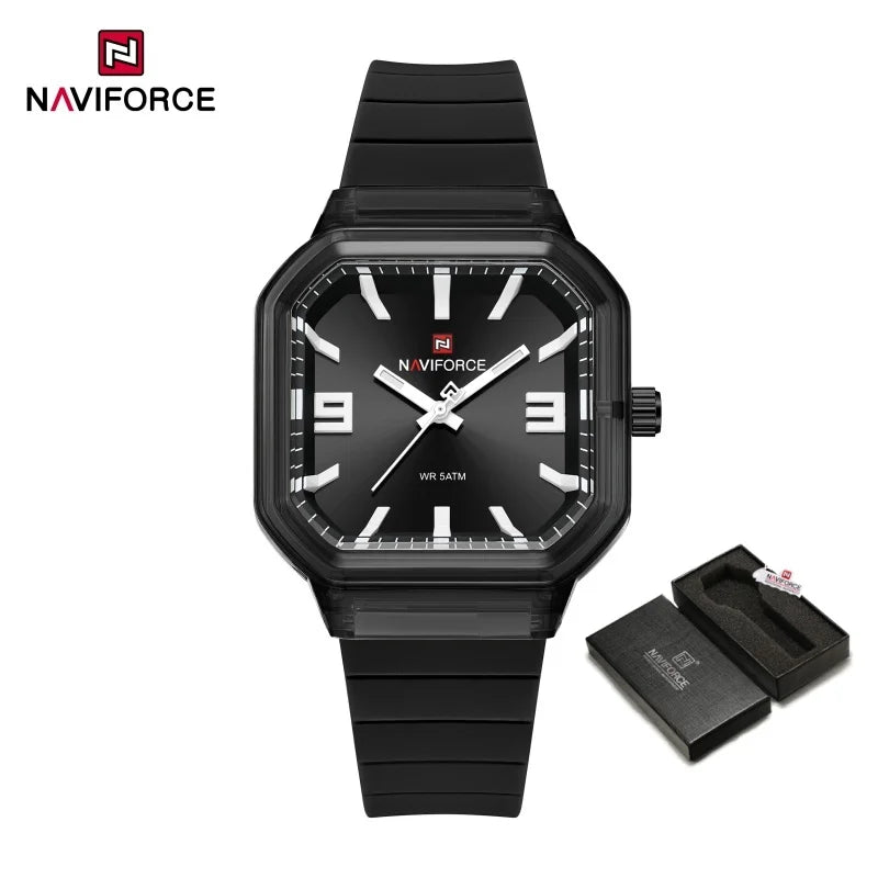 NAVIFORCE Women Polygon Watch Fashion Elegant Watches Display Silicone Strap 5ATM Waterproof Luminous Hand Ladies Gifts Watches