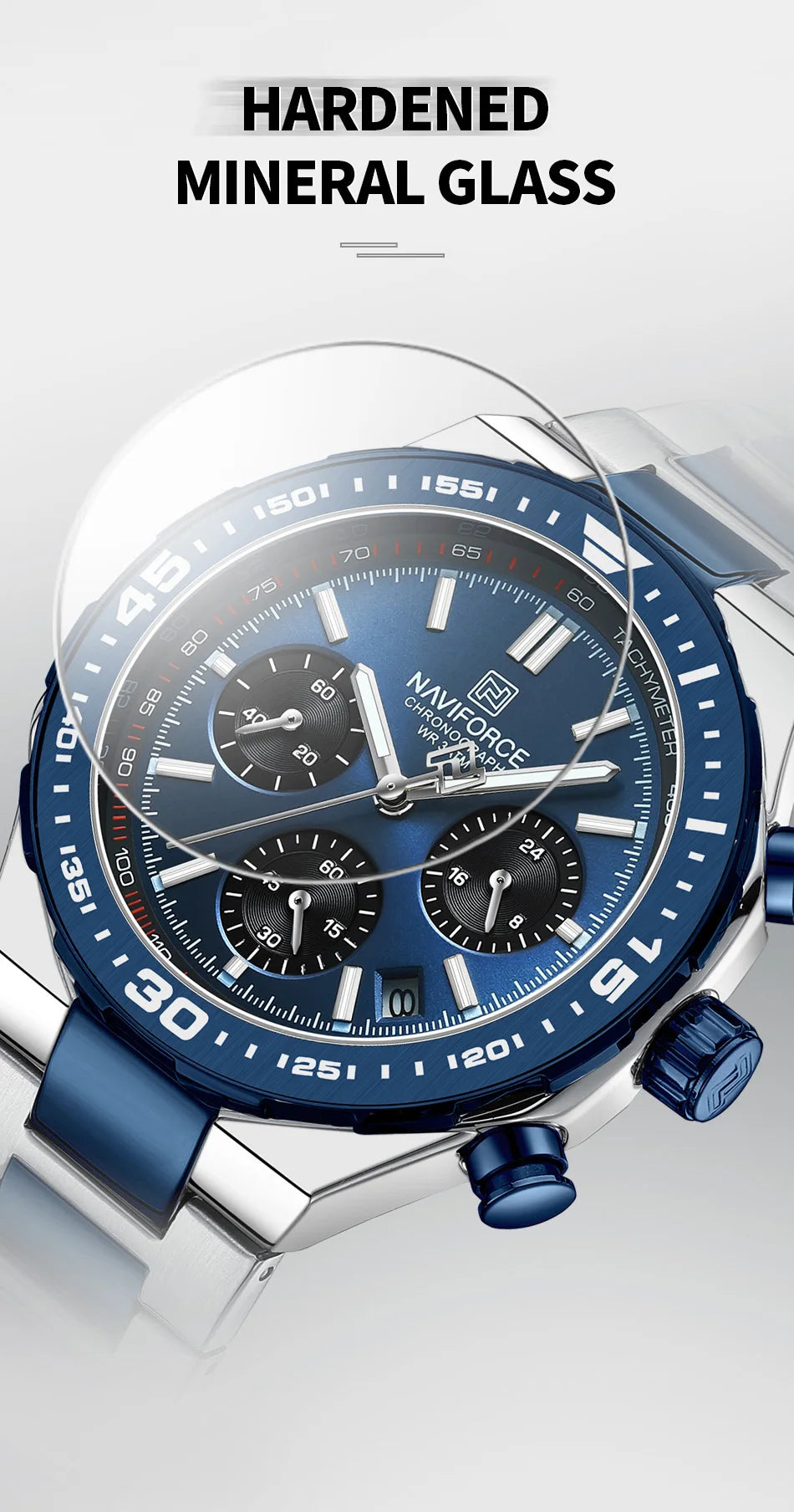 NAVIFORCE Luxury Stainless Steel Waterproof Classic Quartz Wristwatches Fashion Watch Men High Quality Male Big Face Clock Gifts