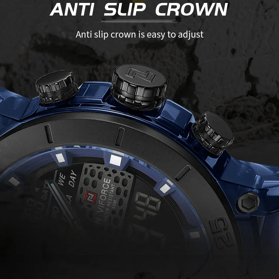 NAVIFORCE Men's Watch PC Material Analog LCD Digital Display Sport Waterproof Quartz Wristwatch Date Chronograph Luminous Clock
