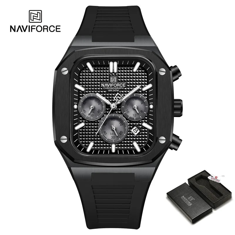 NAVIFORCE Luxury Men Watches Fashion Casual Waterproof Date Quartz Wristwatches Silicone Strap Luminous Clock Relogio Masculino