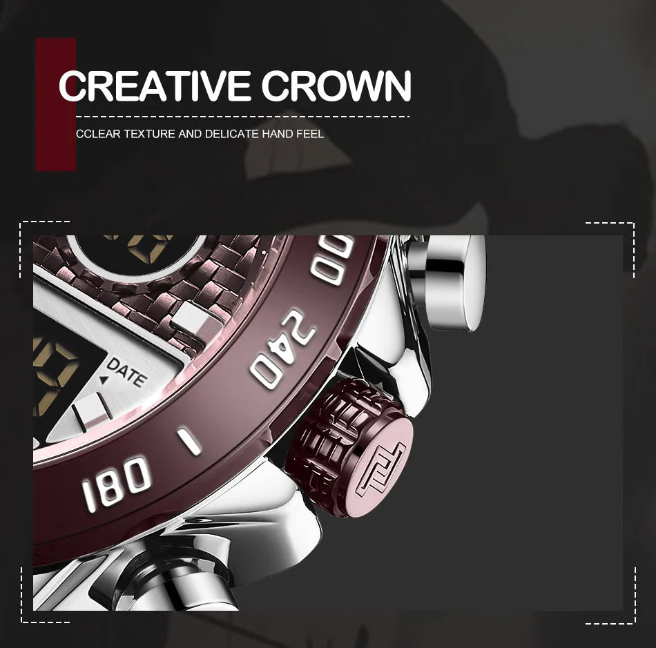 NAVIFORCE Men's Fashion Sports Watch Quartz Dual Display Luminous Waterproof Steel Band Clocks Male Outdoor Wristwatch Gifts Box