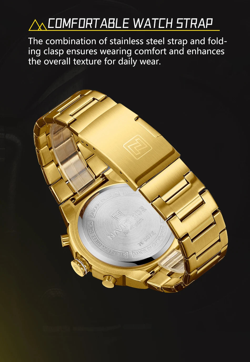 NAVIFORCE Man Watch Stainless Steel Sport Military Wristwatch Luxury Men Watches Luminous Waterproof Chronograph Quartz  Gifts