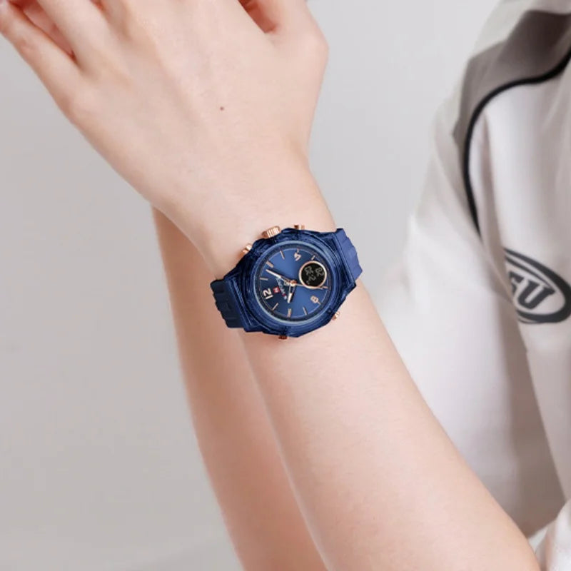 NAVIFORCE Watches For Woman Quartz Dual Display 5ATM Waterproof Ladies Casual Fashion Sports Girls Outdoor Wristwatch Gifts Box