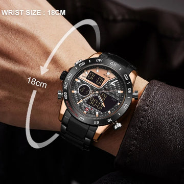 NAVIFORCE Watches for Men Quartz Dual Display Luminous Stainless Steel Strap Male Normal Business Wristwatch Father's Day Gifts