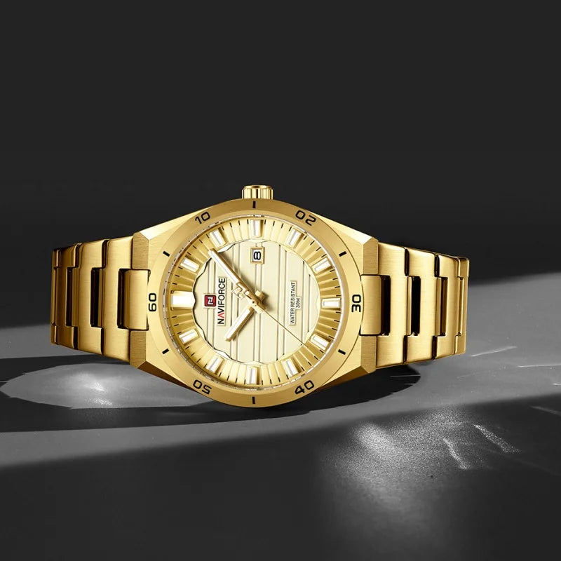 NAVIFORCE Men Quartz Watch Original Waterproof mens wristwatch Steel Strap Quartz Date Display Luminous Fashion Watches For Men