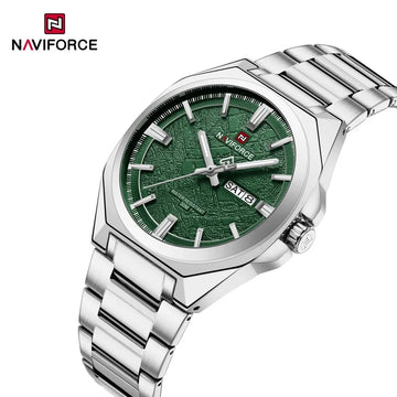 NAVIFORCE Men's Watch Quartz Calendar Week Display Waterproof Luminous Steel Band Male Trendy Outdoor Business Wristwatch NF9273