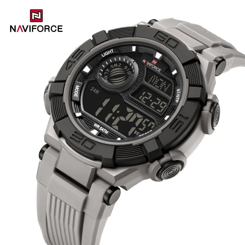 NAVIFORCE Man's Watch With Date Week Display LCD Digital Lightweight 24 Hour Alarm Clock 5ATM Waterproof Male Sports Wristwatch