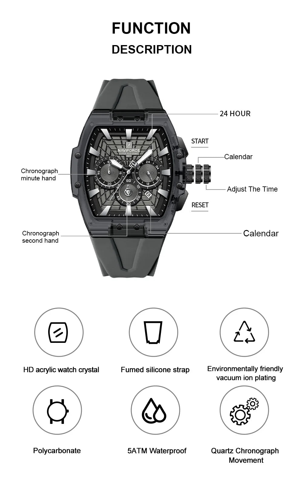 2026 New NAVIFORCE Mens Watches Top Brand Luxury Steel Mutifunction Chronograph Watch for Men Fashion Sports Quartz Men Clock