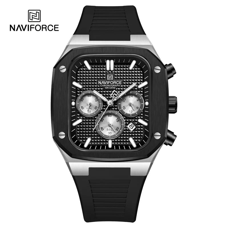 NAVIFORCE Luxury Men Watches Fashion Casual Waterproof Date Quartz Wristwatches Silicone Strap Luminous Clock Relogio Masculino