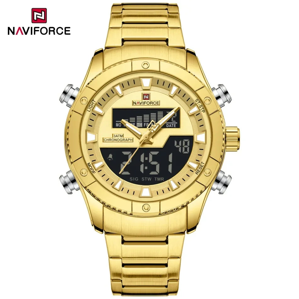 NAVIFORCE New Fashion Design Sports Men's Watches Waterproof Auto Day and Date Display Quartz Wristwatches