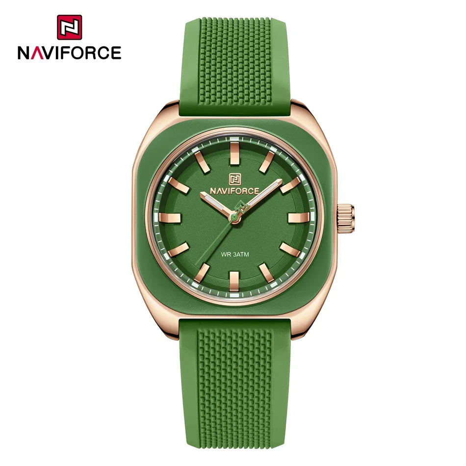 NAVIFORCE Simple Women Watches Luxury Design Silicone Watch Ladies Quartz Wristwatch Womens Polygon Dial Luminous Reloj Mujer