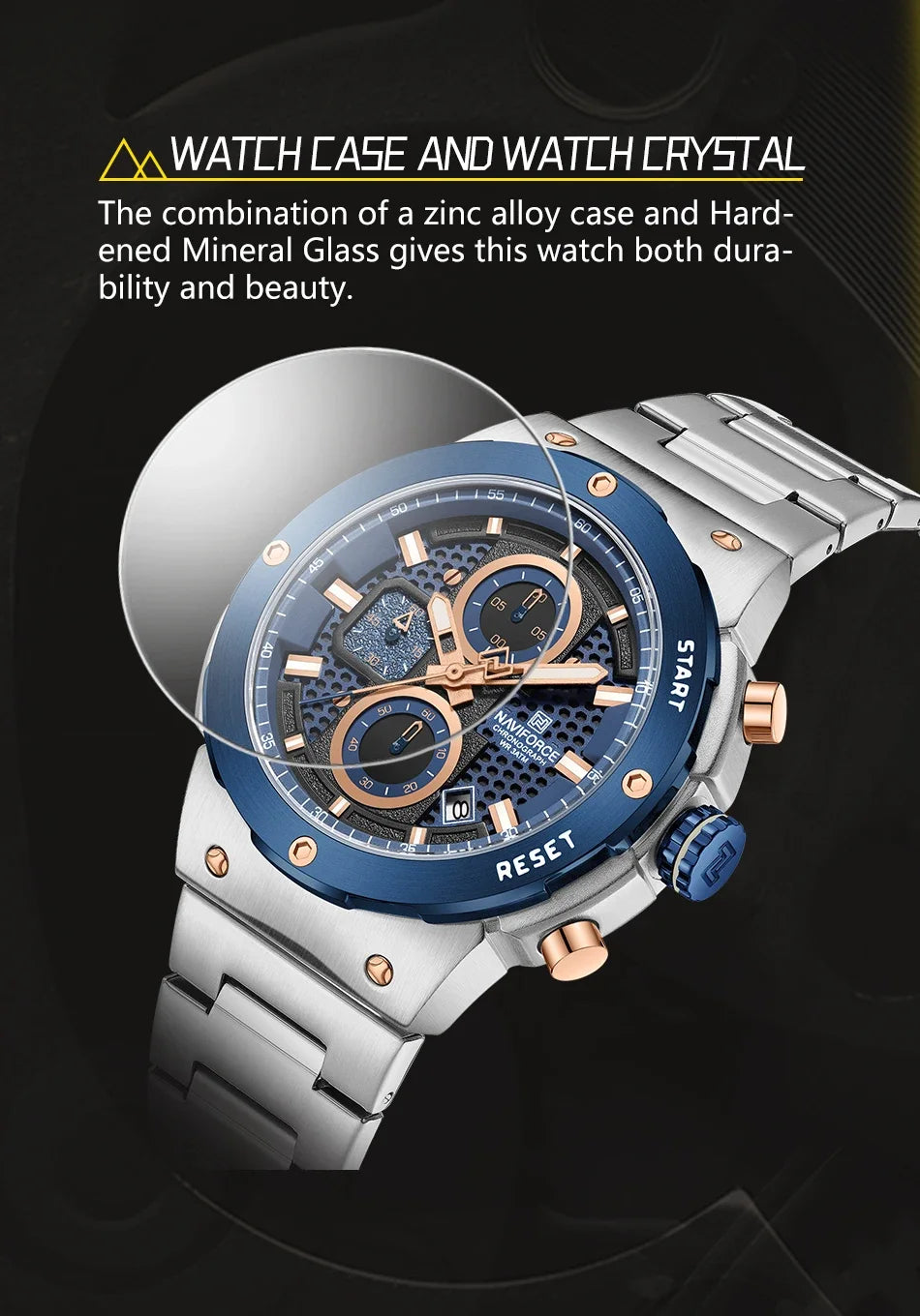 NAVIFORCE Luxury Brand Business Casual Watch Sports Multifunctional Chronograph Watches Mens Quartz Stainless Steel Wristwatches