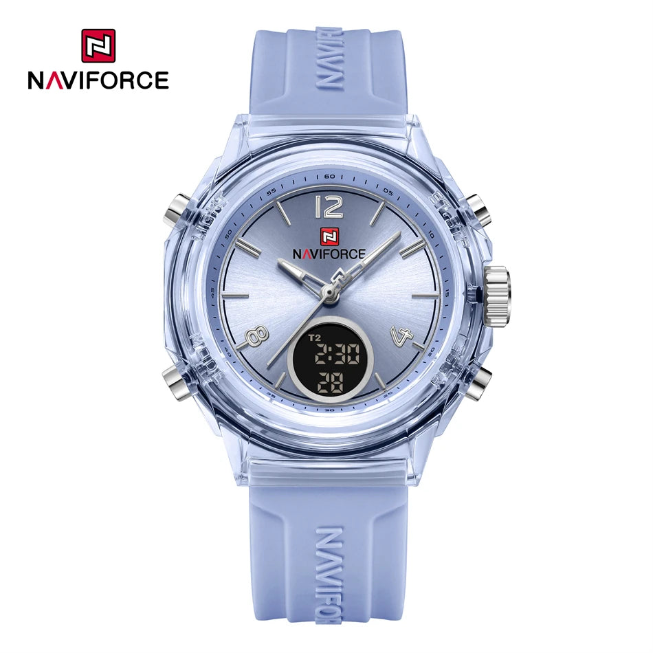 NAVIFORCE Original Watches For Woman Dual Display Lady Retro Female Quartz Watch Waterproof Round Dial Give for Girlfriend Gift