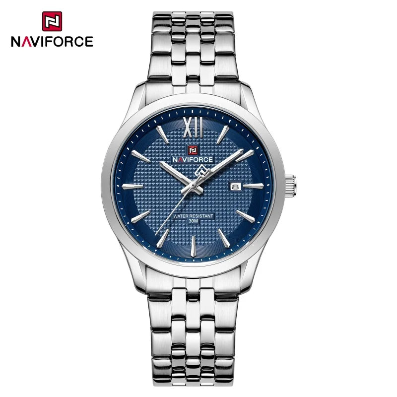 New Style NAVIFORCE Ultra Thin 9mm Minimalist Fashion Quartz Watch for Men Steel Band Auto Date Male Waterproof GIft Wristwatch
