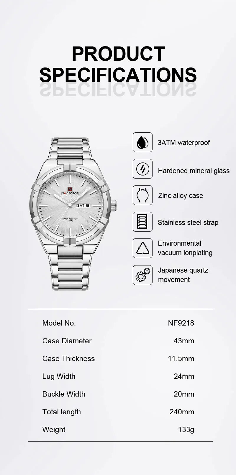 2023 Top Brand NAVIFORCE Men's Watches Fashion Casual Quartz Wristwatch Stainless Steel Waterproof Clock Relogio Masculino