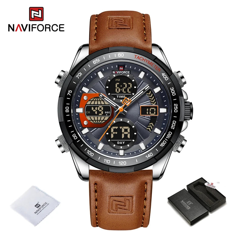 NAVIFORCE Military Watches for Men Luxury Sport Chronograph Alarm WristWatch Waterproof Quartz Big Clock Digital Male Watch