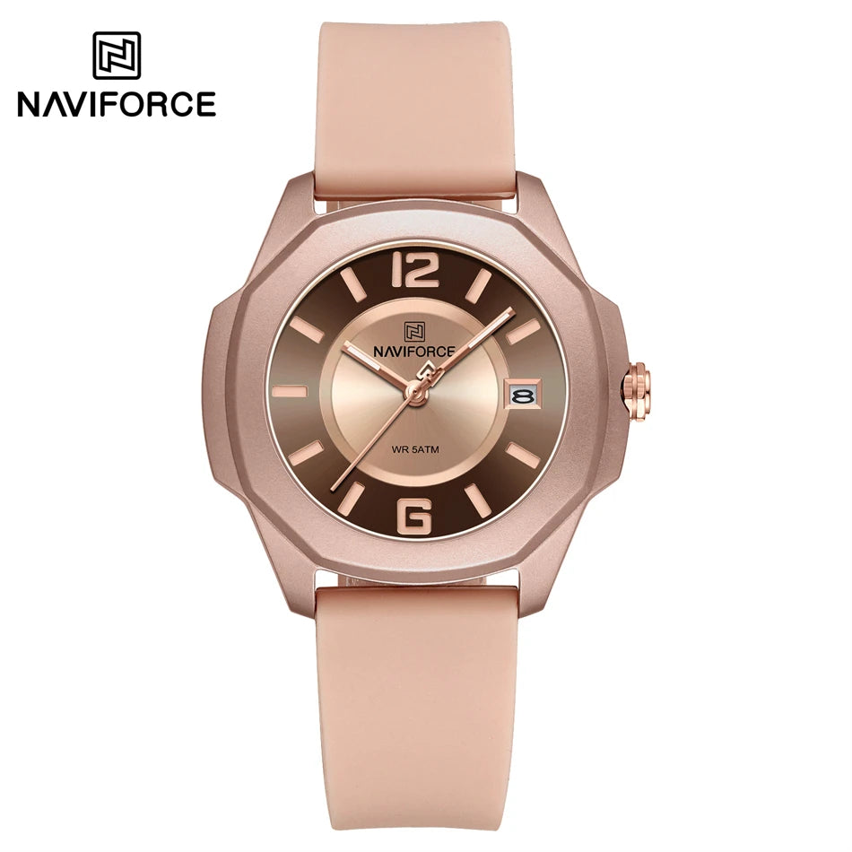 NAVIFORCE Ladies Watch For Women Silicone Strap Clock Quartz Wrist Watches for Women 5ATM Waterproof Casual Relogio Feminino