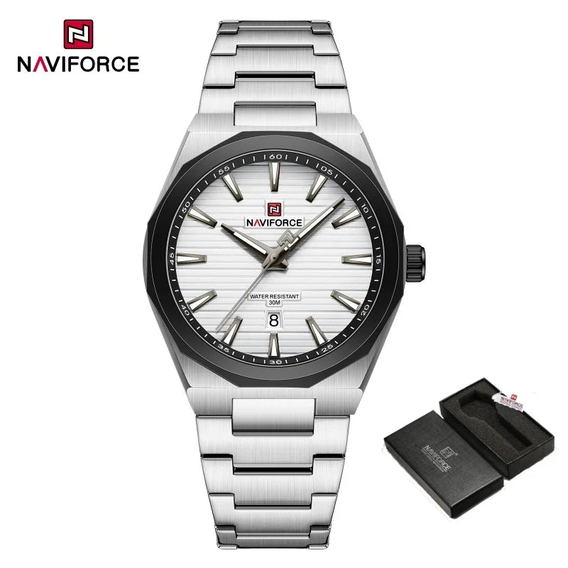 NAVIFORCE Fashion Waterproof Quartz Wristwatch Luminous Point Men Watch Date Display Sports Clock Man Watches Relogio Masculino