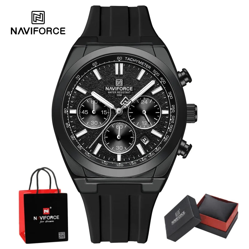 NAVIFORCE Man's Watch Quartz Chronograph 24 Hours Date Display Waterproof Male Fashion Luxury Business Sport Wristwatch Gift Box