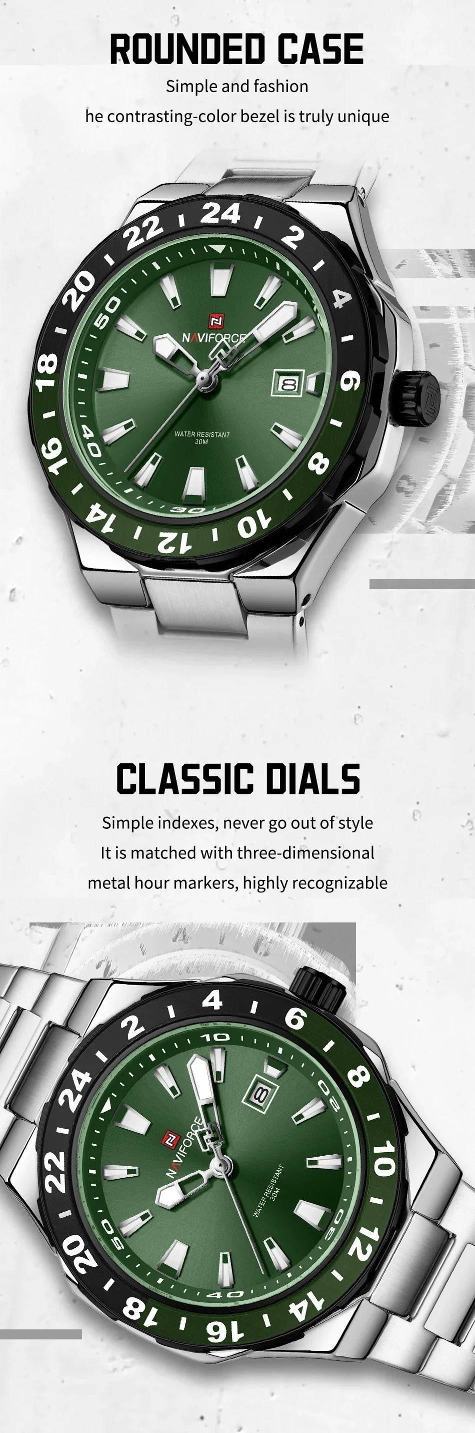 NAVIFORCE Men's Sport Casual Watch Men Military Quartz Wristwatch Date Display Waterproof Male Clock Watches Relogio Masculino
