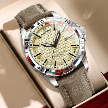 Naviforce Brand Sports Men Watches Leather Band Male 30m Waterproof Military Wristwatch Quartz Date Clock Relogio Masculino 2023