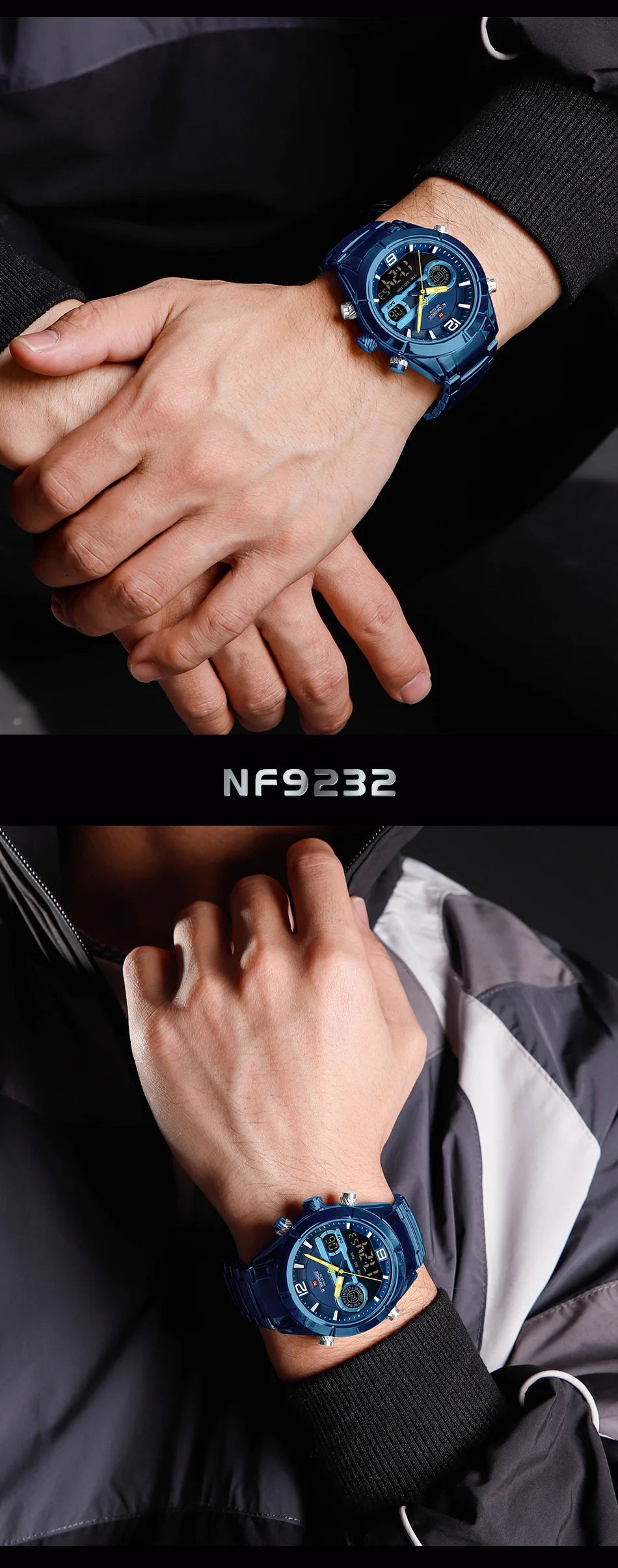 NAVIFORCE Design Watch For Men Luxury Waterproof Sport Calendar Quartz Wristwatches Dual Display Chronograph Clock Reloj Hombre