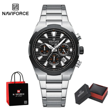 NAVIFORCE Man's Watch Mutifunction Chronograph Quartz Calendar Display Luminous New Men Clock Military Style Wristwatch Gift Box