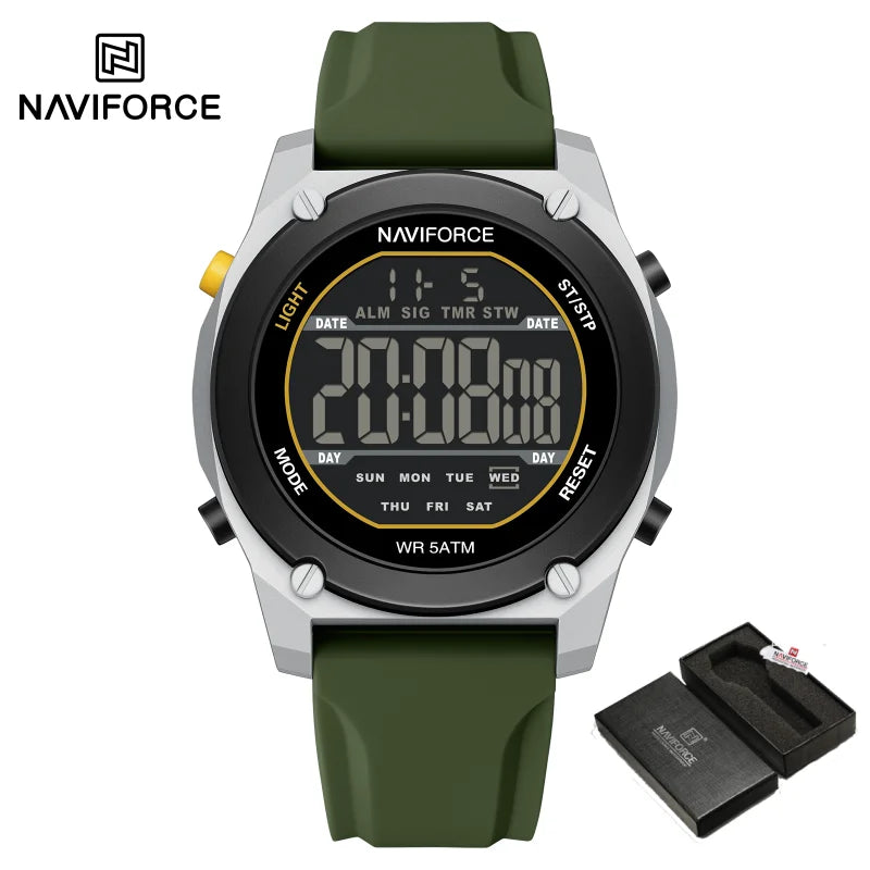 NAVIFORCE Men Digital Watch Sports Fashion Watches Waterproof 50M Man HD Electronic Screen Student Cool Alarm Display Wristwatch