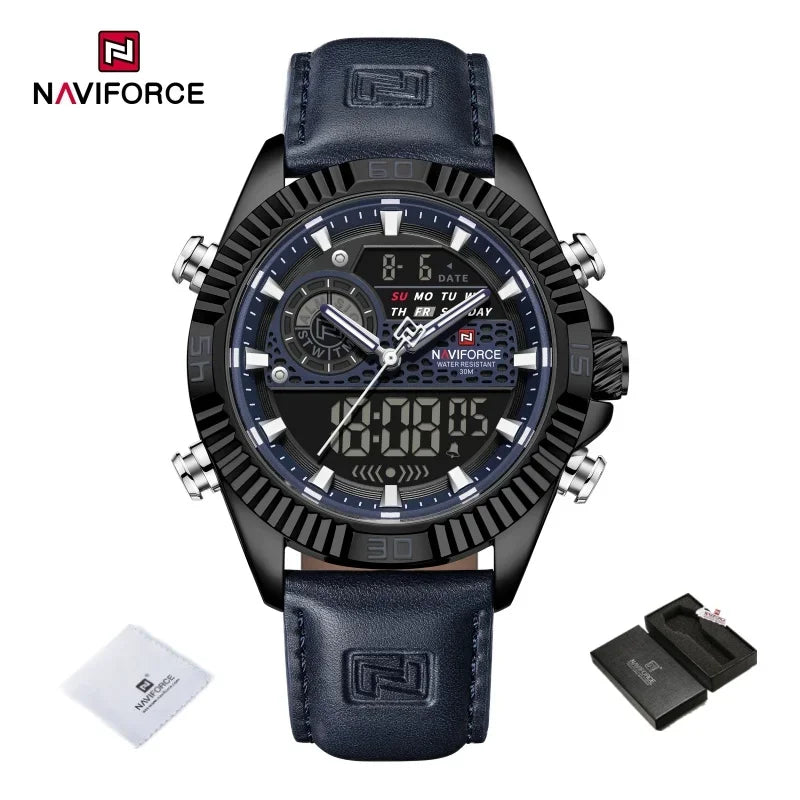 NAVIFORCE Men's Watches Sport Quartz Analog LCD Digital Wristwatch 30m Waterproof Luminous Chronograph Watch for Men Date Clock