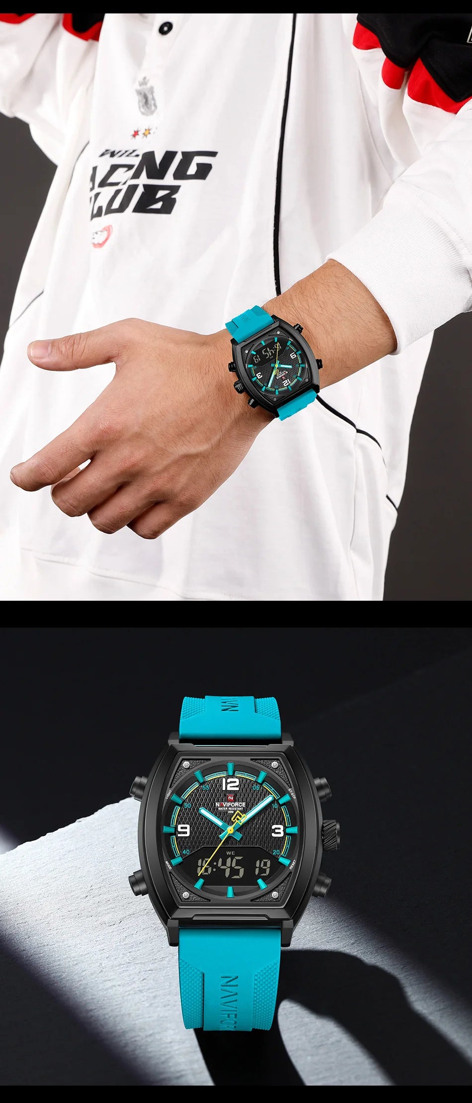 NAVIFORCE Digital Men Military Watch Waterproof Wristwatch Quartz Clock Sports Big Watches Man Dual Display Relogios Masculino