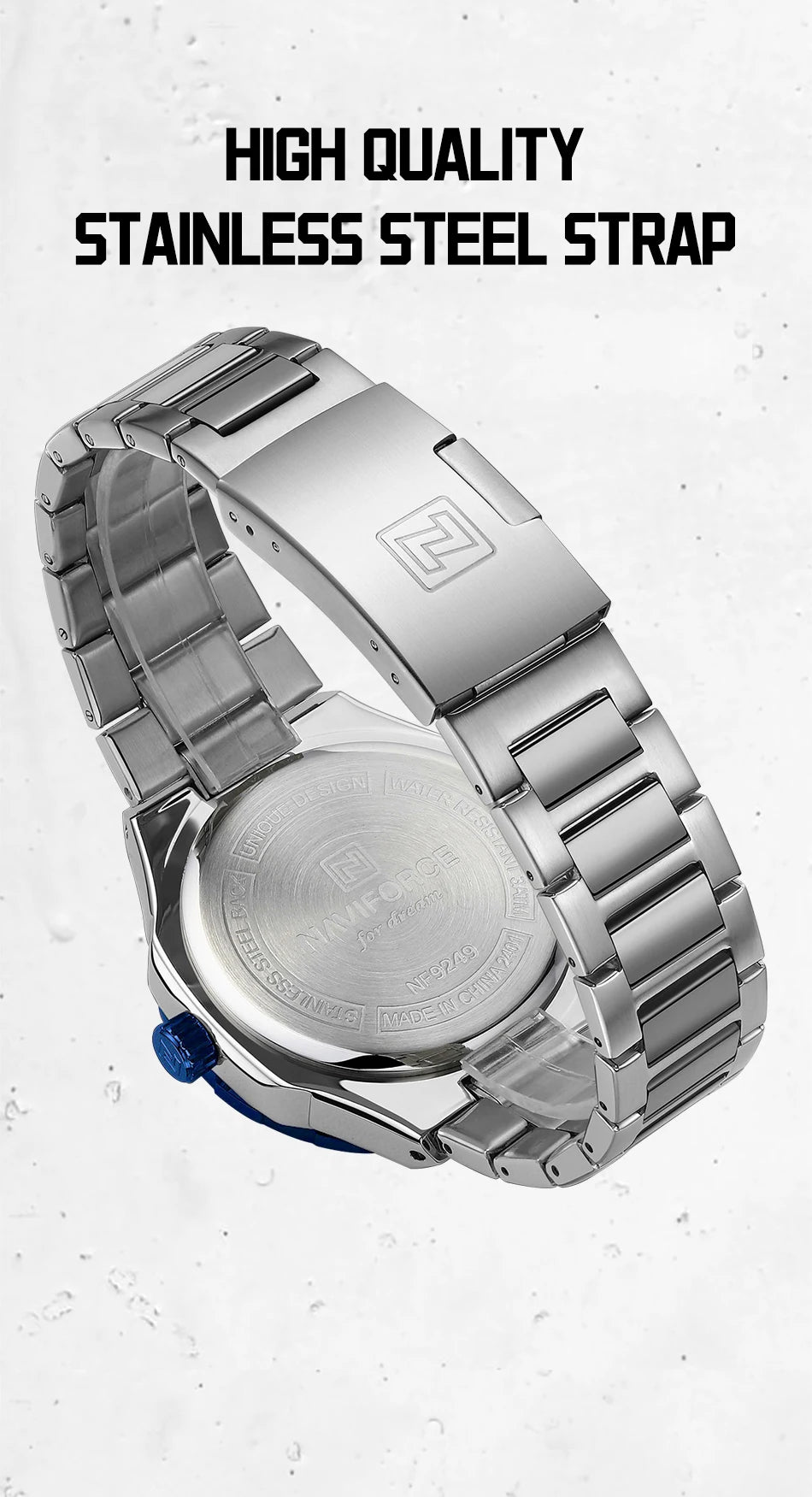 NAVIFOCE Luxury Business Man Watch Sport 3ATM Waterproof Quartz Clock Man Military Stainless Band WristWatch Relogio Masculino