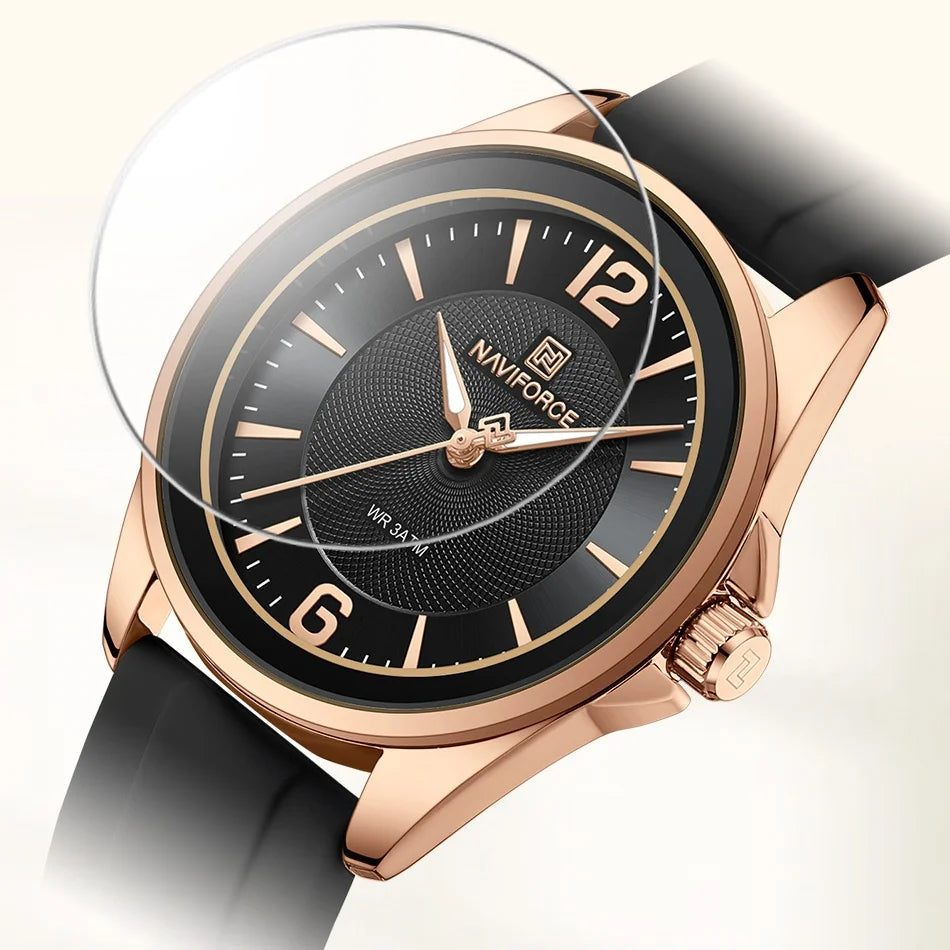 NAVIFORCE Original Women's Watches Classic Round Dial Silicone Strap 3ATM Waterproof Luxury Watch for Women Give for girls gifts