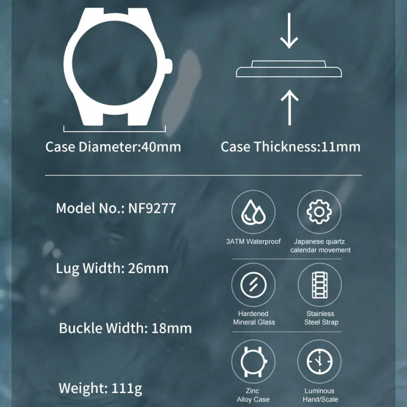 NAVIFORCE Men Watches Quartz Calendar Waterproof Luminous Magnifying Glass Window Stainless Steel Male Luxury Business Watches