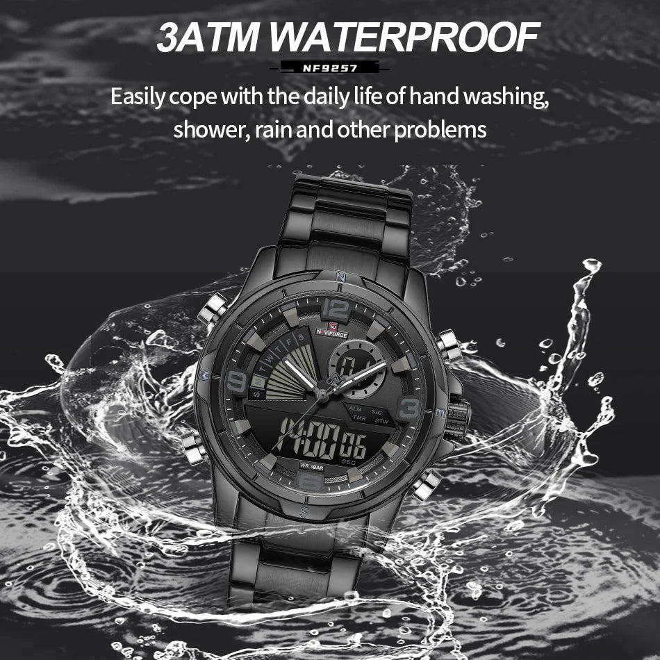 NAVIFORCE Luxury Mens Watches Military Chronograph Alarm Mode Quartz Wristwatches For Men Sports Month Calendar Waterproof Gift