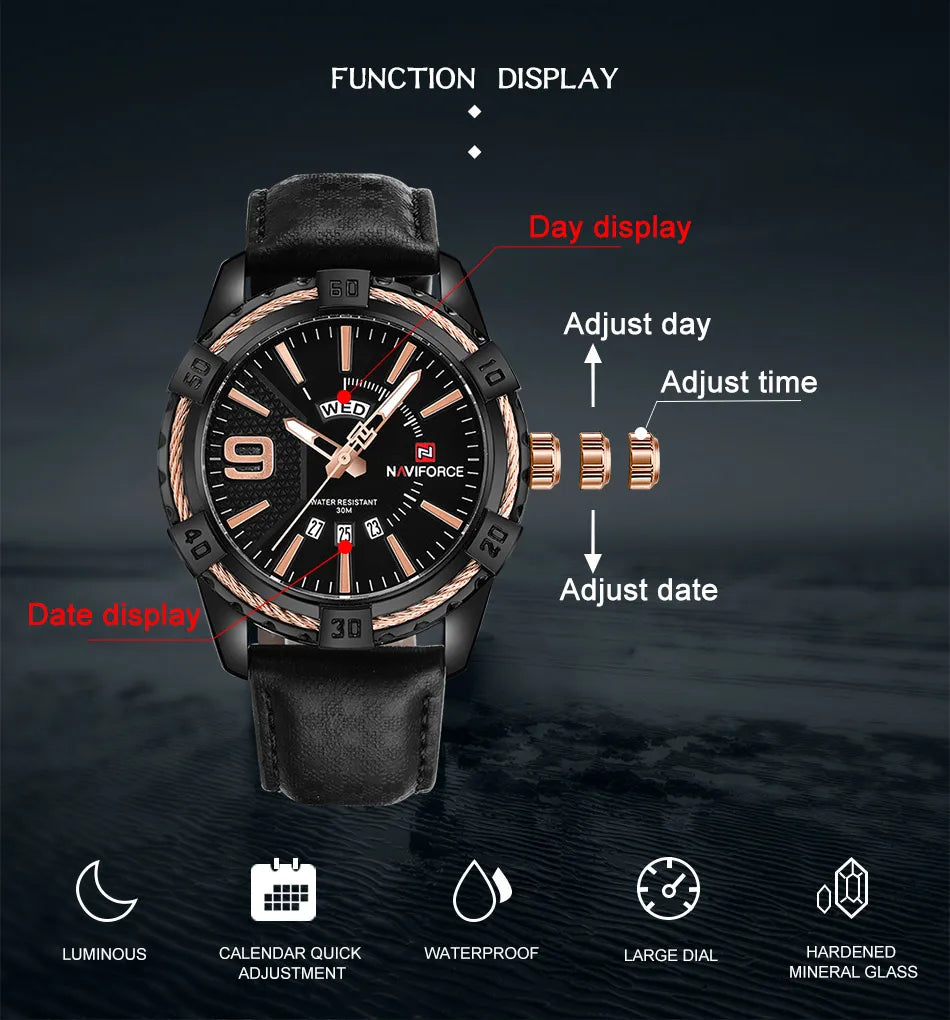 New NAVIFORCE Luxury Brand Men Fashion Watches Men's Waterproof Quartz Watch Male Clock With Box Set For Sale Relogio Masculino