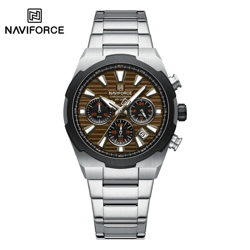 NAVIFORCE Watch For Men Mutifunction Chronograph Quartz Wristwatches Calendar display Military 24 Hours Luminous New Men Clock