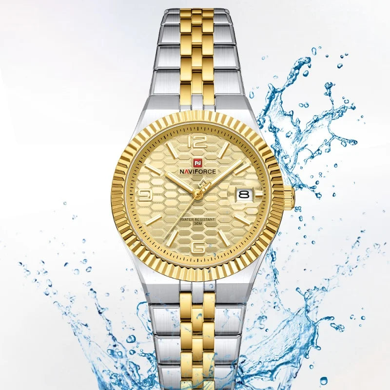 NAVIFORCE Women Watches Quartz Wristwatch Waterproof High Quality Ladies Steel Bracelet Female Romantic Stylish Business Clock