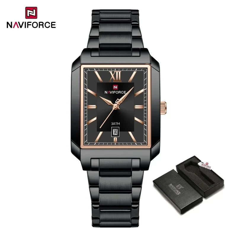 NAVIFORCE Luxury Couple Watch Stainless Steel Lover's Date Watches Quartz WristWatch For Women Men Simple Waterproof Clock Gift