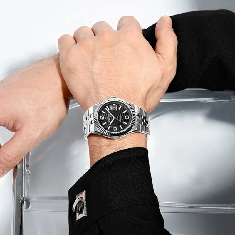 NAVIFORCE Men Watches Quartz Auto Date 3ATM Waterproof Stainless Steel Classic Male Luxury Fashion Business Wristwatch Gift Box