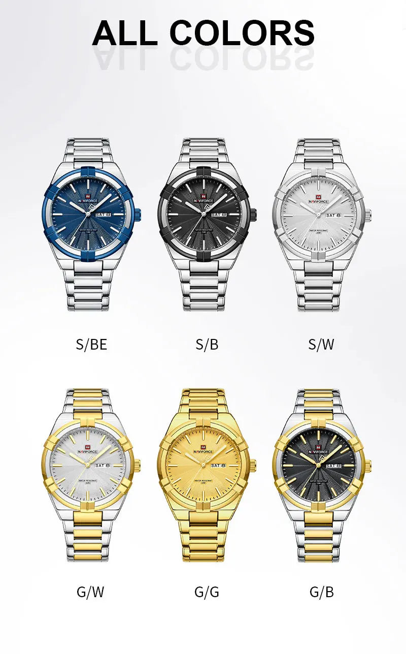 2023 Top Brand NAVIFORCE Men's Watches Fashion Casual Quartz Wristwatch Stainless Steel Waterproof Clock Relogio Masculino