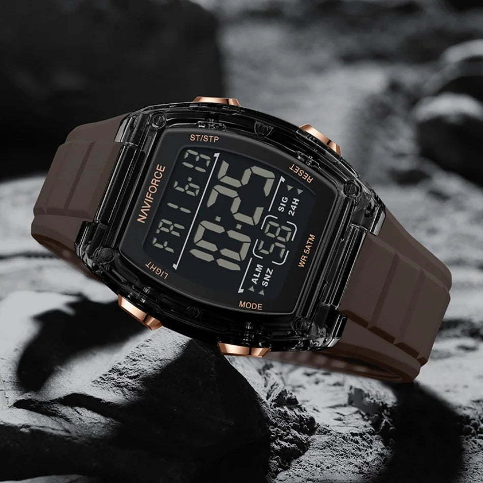 NAVIFORCE Men's Watch Alloy Dial Analog LCD Digital Display Sport Waterproof Quartz Wristwatch Date Chronograph Luminous Clock