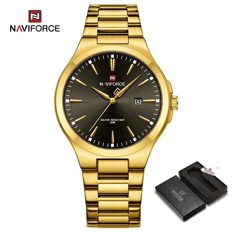 NAVIFORCE Original Fashion Watches for Men Stainless Steel Simple Elegant Clock Male Waterproof Wrist Watch Relogio Masculino